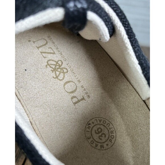 Po-Zu Women's 36 US 5 Lace Up Sneakers Black/Gold - Picture 11 of 11